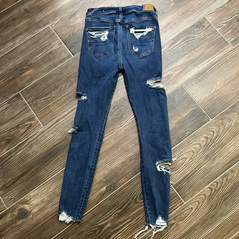 American Eagle distressed next level stretch super high-rise jegging 4 regular - Picture 6 of 7